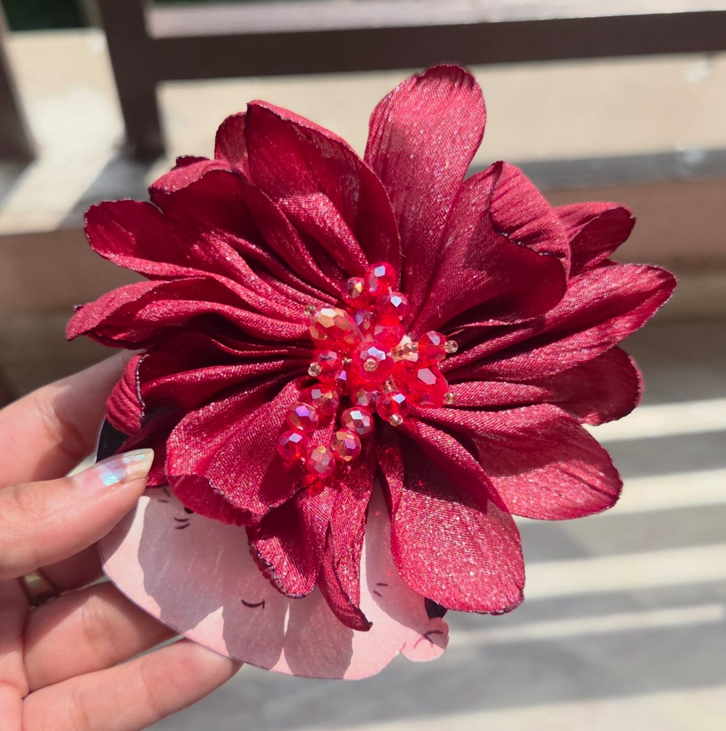 Elegant Fabric Flower Hair Clip with Pearls – Silk Floral Alligator Clip (6 Colors)