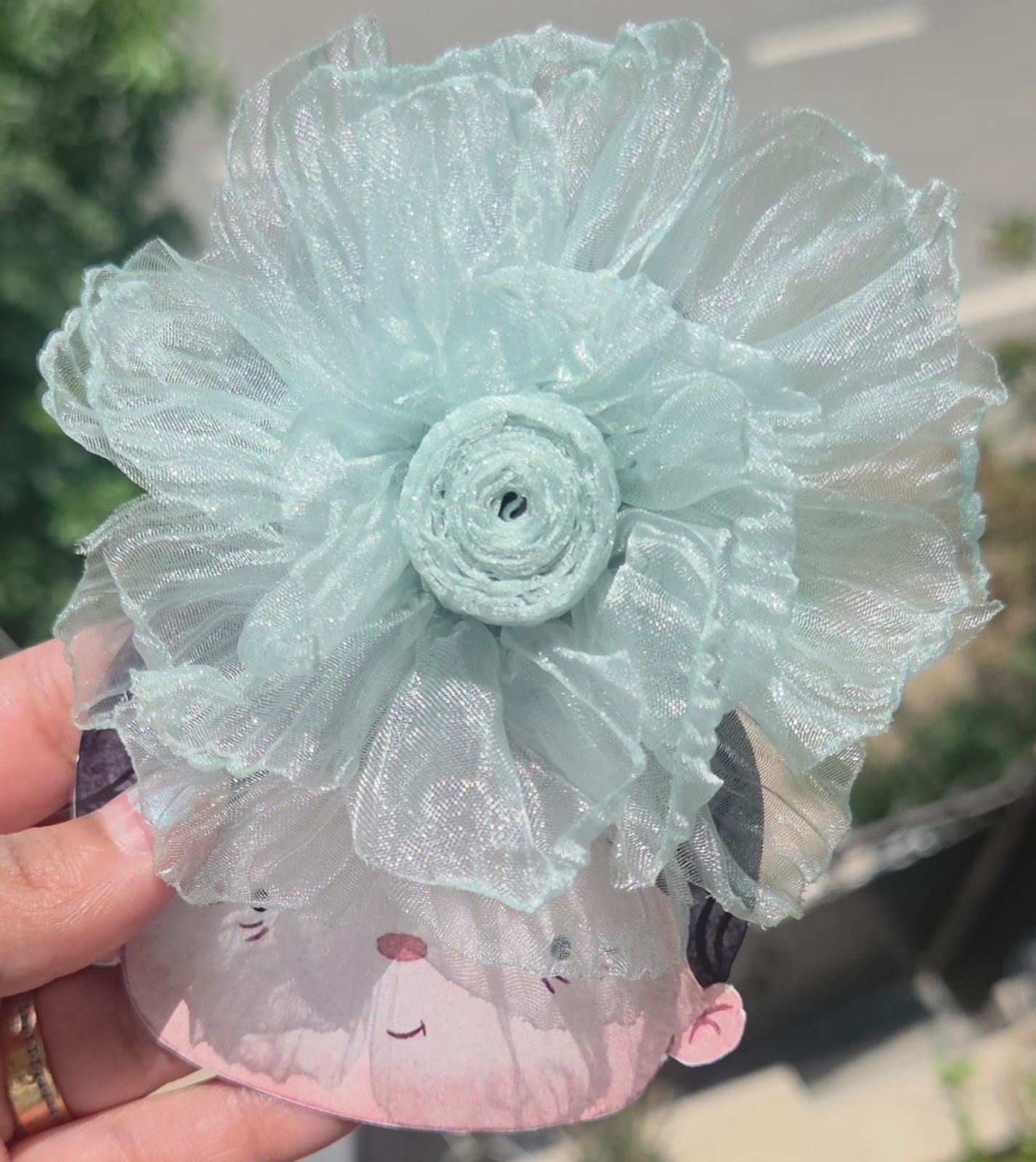 Pastel chiffon rose alligator clips in blue, pink, peach, mauve, and green