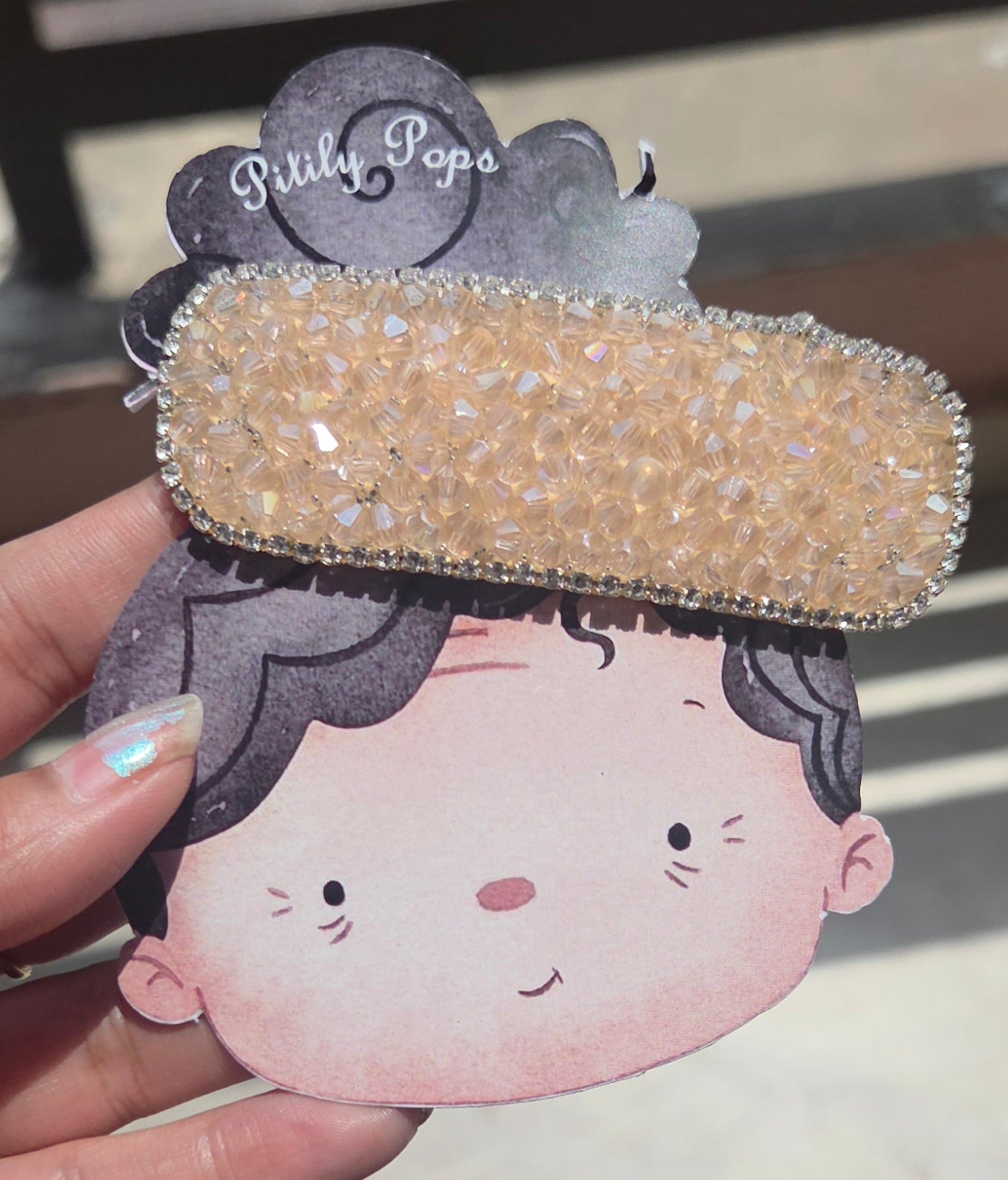 Luxury amber gold sparkling rhinestone barrette clip for elegant hairstyles.
