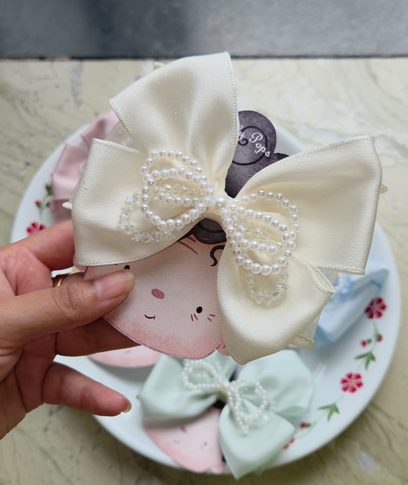 Ivory cream satin pearl bow hair clip for women and bridal hairstyles