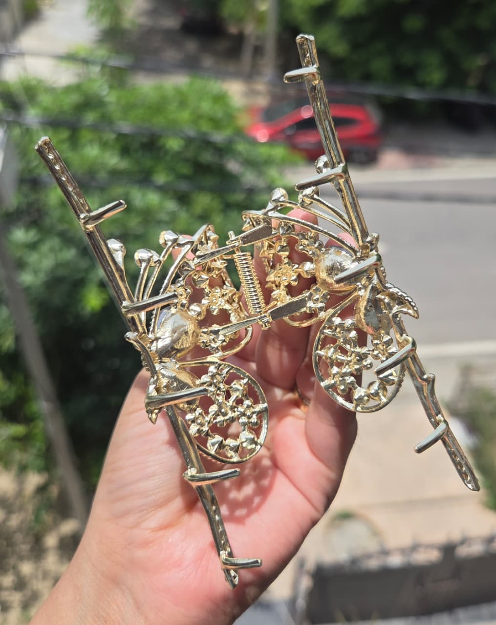 Premium gold-plated anti-tarnish crystal butterfly metal hair claw clip by Pitily Pops.