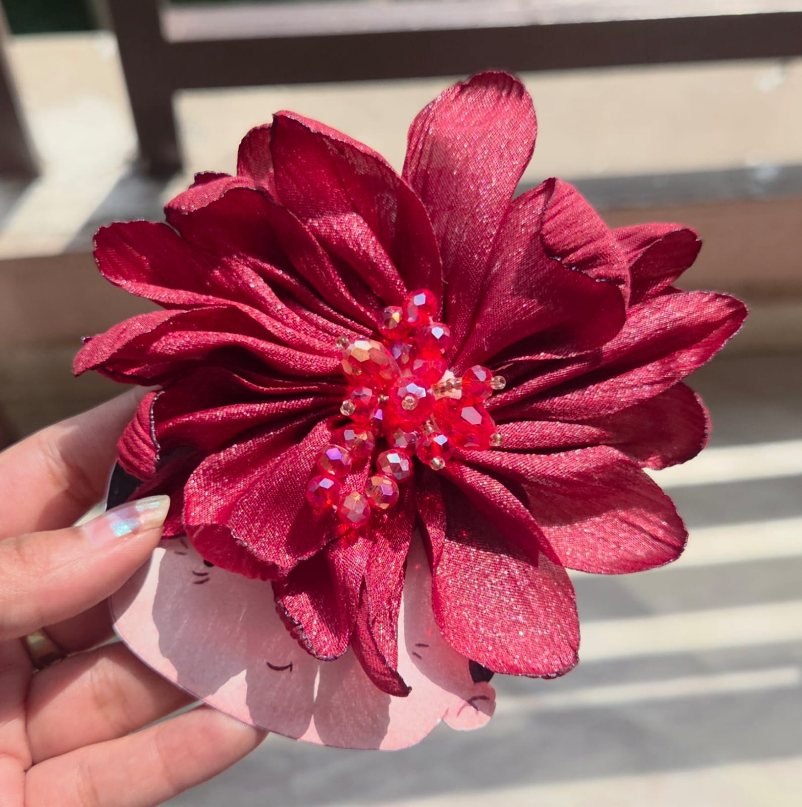 Elegant Fabric Flower Hair Clip with Pearls – Silk Floral Alligator Clip (6 Colors)
