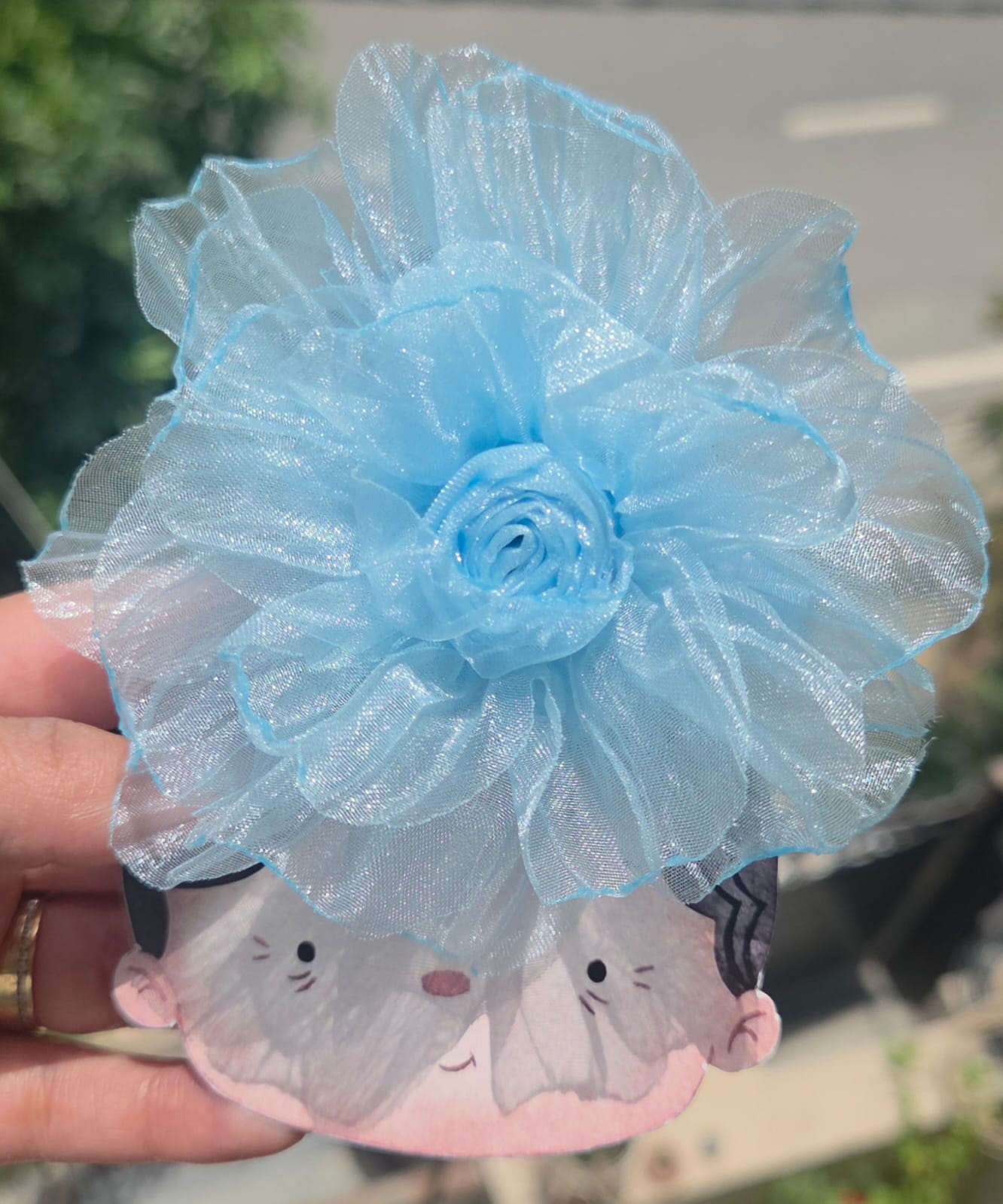Coquette and cottagecore aesthetic pastel floral hair clips made of shimmering organza fabric in five romantic colors.